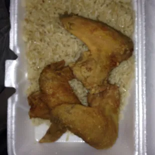 3 piece fr chicken w/fr rice 5.25$