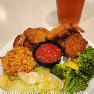 Butterfly shrimp and veggies