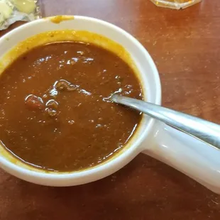 Chili with kidney beans. Just okay. My beanless chili is much better.