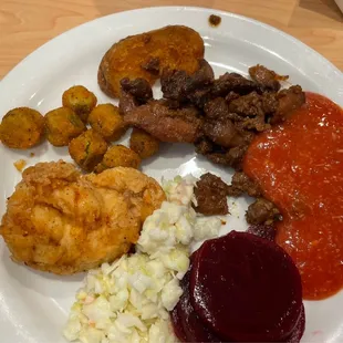 Plate of food.