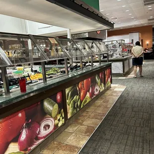 Salad bar and dessert bar at end