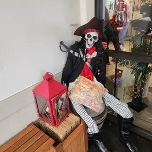 a skeleton dressed as a pirate