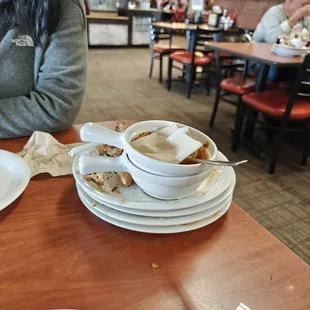 No wait staff getting drinks, or clearing table