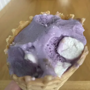 Kiddie size witches brew in a waffle cone