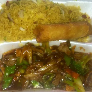 Hunan beef combo plate. Spicier than I expected. Very tasty