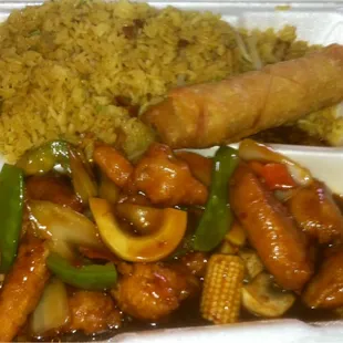 Empress chicken combination plate.