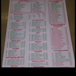 menu