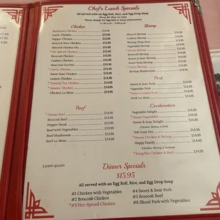 Updated menu prices Nov 2023