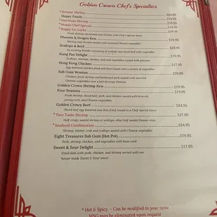 Updated menu prices Nov 2023