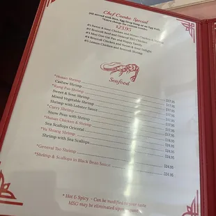 Updated menu prices Nov 2023