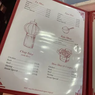 Updated menu prices Nov 2023