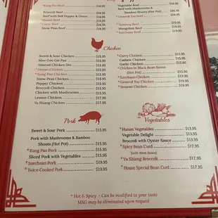 Updated menu prices Nov 2023