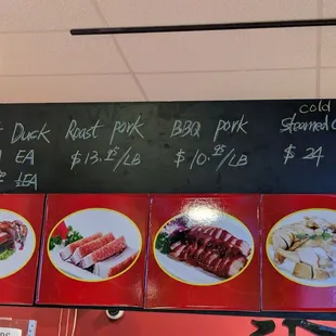 Roast duck and roast pork and steamed chicken prices