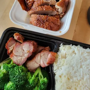 Bbq pork roast duck combo over rice