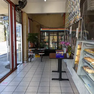 the inside of a bakery