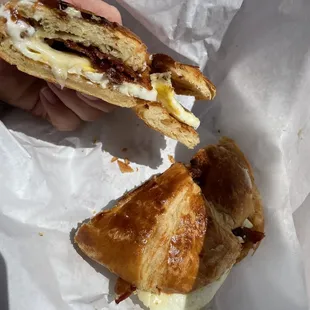 Bacon, cheese and egg croissant