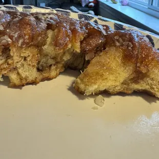 Inside of the apple fritter, cooked all the way through