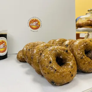 Blueberry donuts and coffee