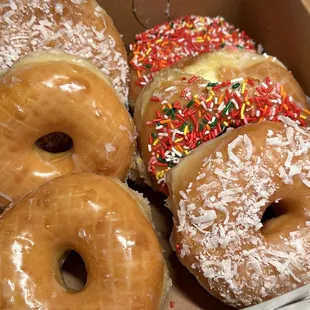 a variety of donuts in a box