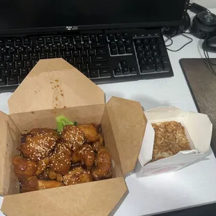 Honey Sesame Chicken and Fried Rice