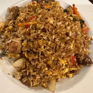 Basil fried rice with  beef