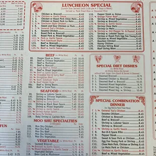 sushi and sashimi, menu