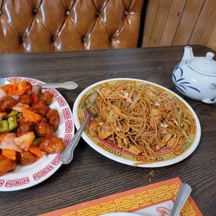 Sweet and sour pork Chicken Chow Mein