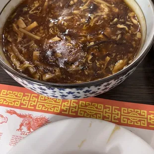 a bowl of hot and sour soup