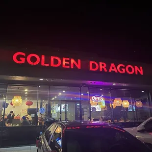 Front entrance and Golden Dragon sign