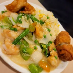 Shrimp in lobster sauce - dinner for one combo