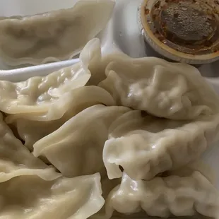 Steamed dumplings - sauce is tasty!
