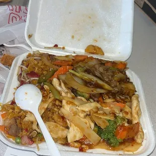 Lunch L26. Mongolian Beef Lunch chicken and L13. Chicken with Garlic Sauce Lunch Special