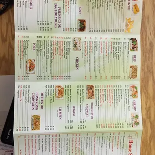 the menu of the restaurant