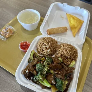 Beef Broccoli lunch combo.