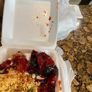 Rice and bbq chicken