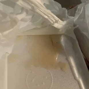 Lobster sauce spilled over the other food