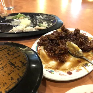 two plates of food on a table