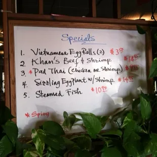 Their daily specials. You won't be able to find this on their menu online.
