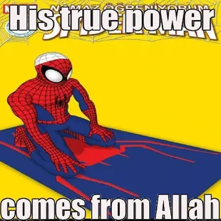 a spider - man sitting on a blue mat