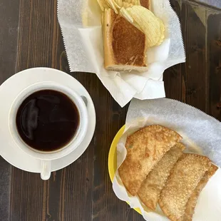 Coffee, Cuban sandwich, empanadas