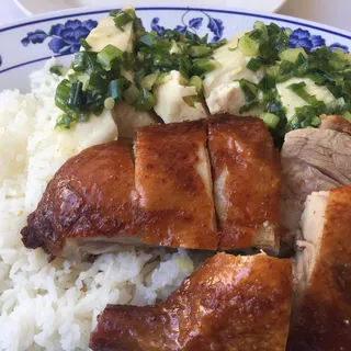 Roast Duck and Ginger Chicken on Rice