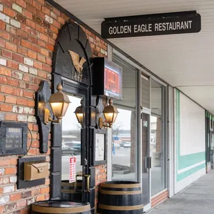 the entrance to the restaurant