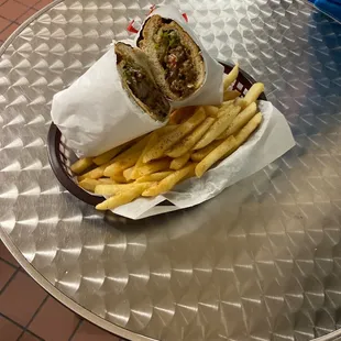 Golden eagles Philly cheesesteak with french fries