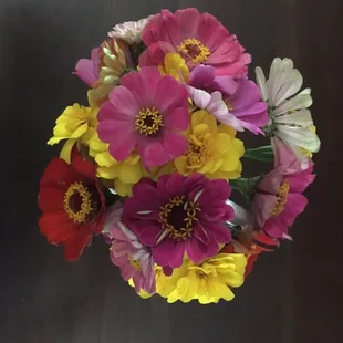 a bouquet of colorful flowers
