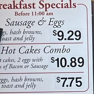 Breakfast specials