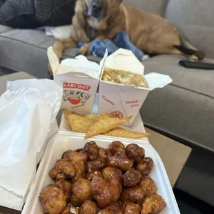 Chicken Fried Rice, Orange Chicken, Crab Puffs