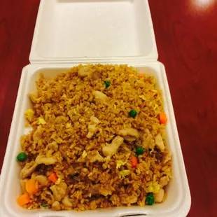 Chicken fried Rice. Good serving sizes!