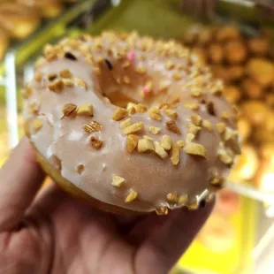 Morning glory nutty white chocolate donuts