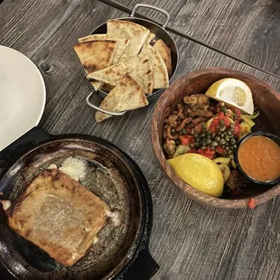 Calamari and saganaki