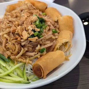 Bun Bi Cha Gio, Vermicelli, Mixed Tofu, Eggolls, Lettuce, Onions &amp; Peanuts